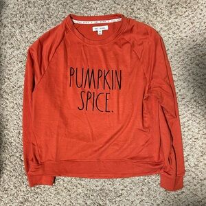 Rae Dunn Pumpkin Spice Lightweight Sweatshirt Top Medium